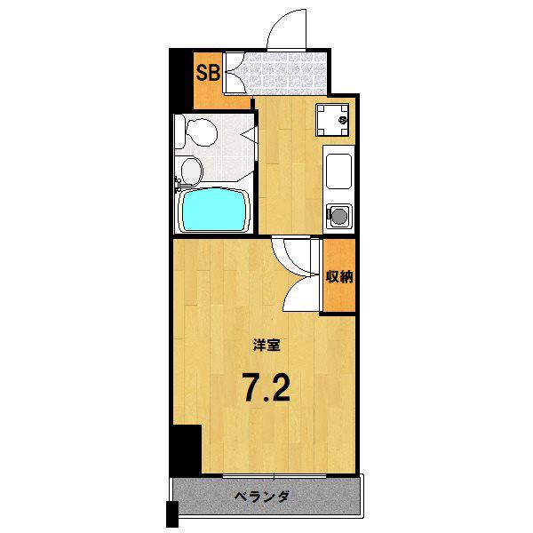 ジョイフル紫野(1K/9階)の間取り写真