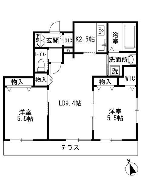 CHARMANT駿河台(2LDK/1階)の間取り写真