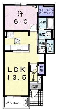 ボナールハイムII(1LDK/1階)の間取り写真