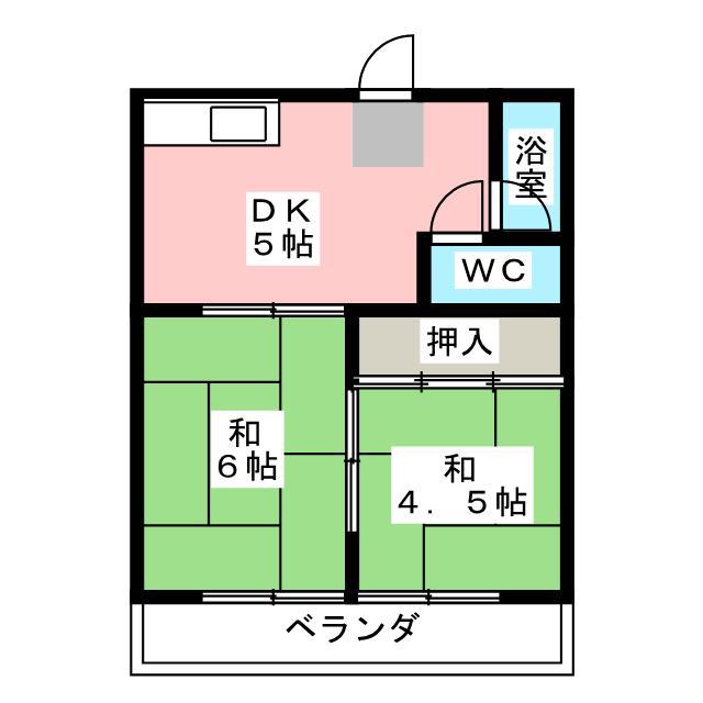 HIコーポ本郷(2DK/2階)の間取り写真