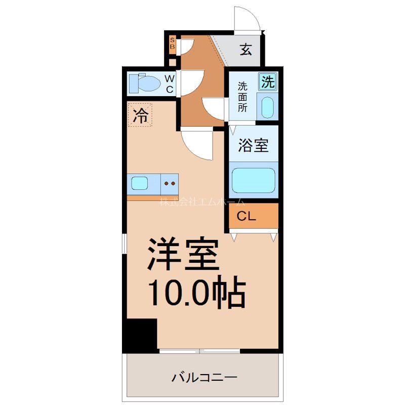 THE RESIDENCE IMAIKE イースト(ワンルーム/8階)の間取り写真