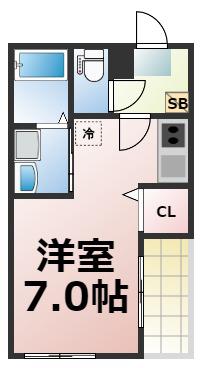 ハーモニーテラス巽(ワンルーム/2階)の間取り写真