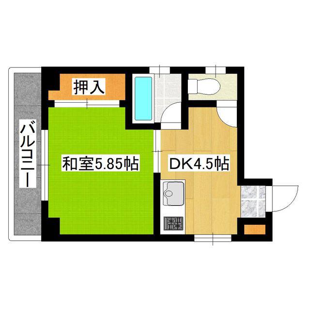 プラザ室見(1DK/4階)の間取り写真