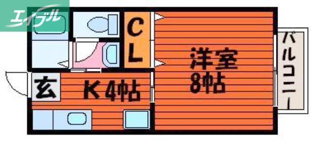 プロムナード下伊福(1K/2階)の間取り写真