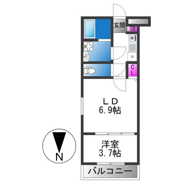 クレスト高安(2K/3階)の間取り写真