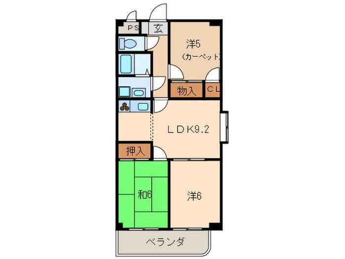 RIVERSIDE N(3LDK/1階)の間取り写真