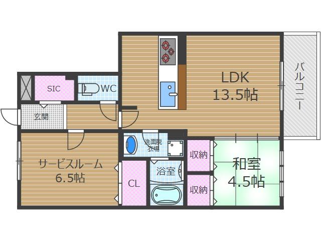 サンスクエア千里万博 A棟(2LDK/3階)の間取り写真