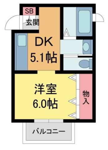 NOW HOUSE山本西(1DK/2階)の間取り写真