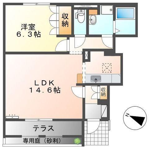 ヴェスパー(1LDK/1階)の間取り写真