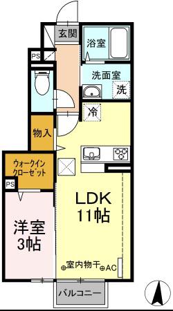 リバティ中田(1LDK/1階)の間取り写真