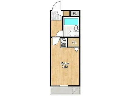 煉瓦館6(ワンルーム/2階)の間取り写真