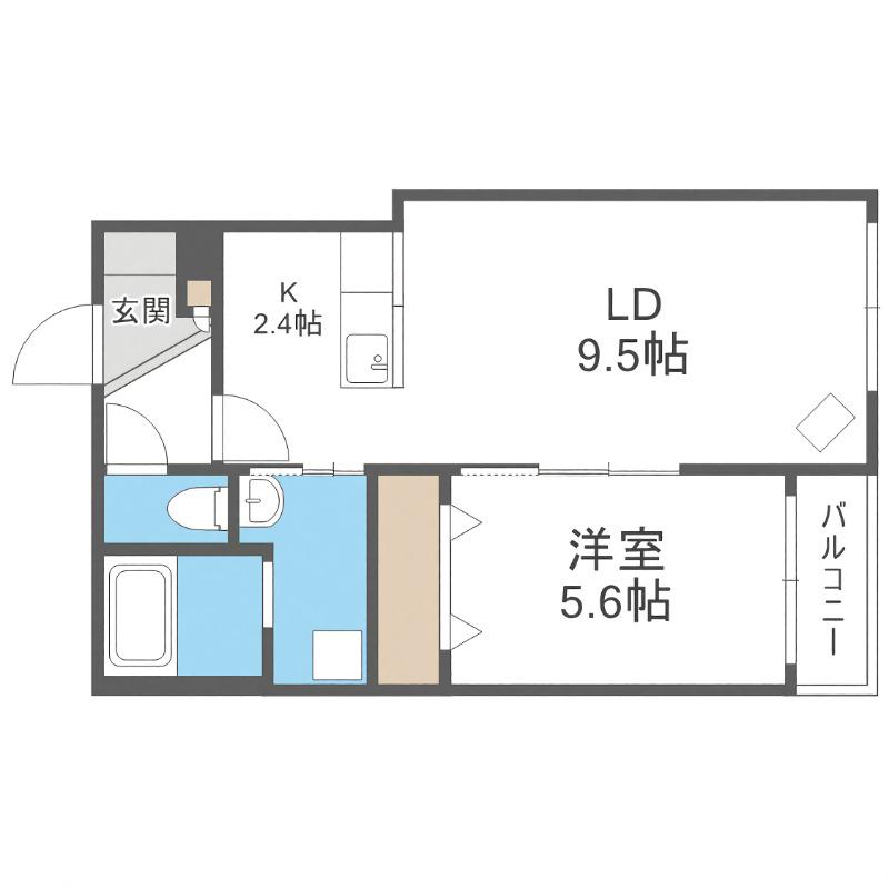 グランスター9(1LDK/2階)の間取り写真