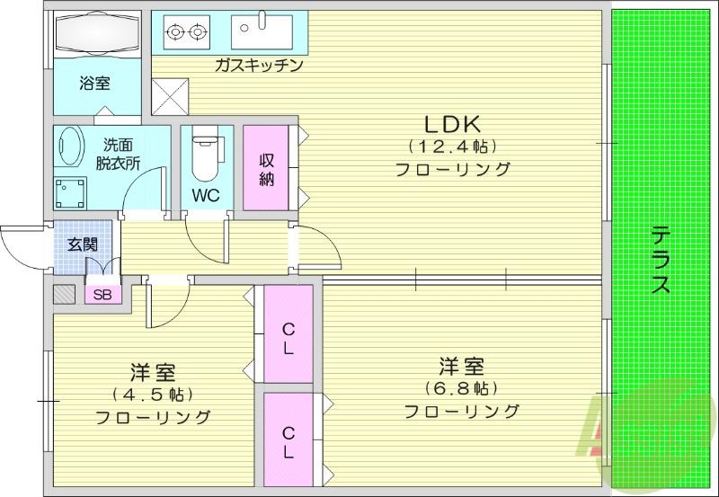 エントピア(2LDK/2階)の間取り写真