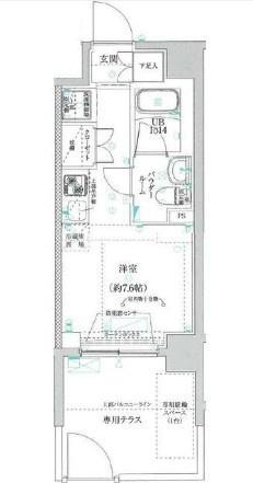 クラリッサ横浜アレッタ(ワンルーム/1階)の間取り写真