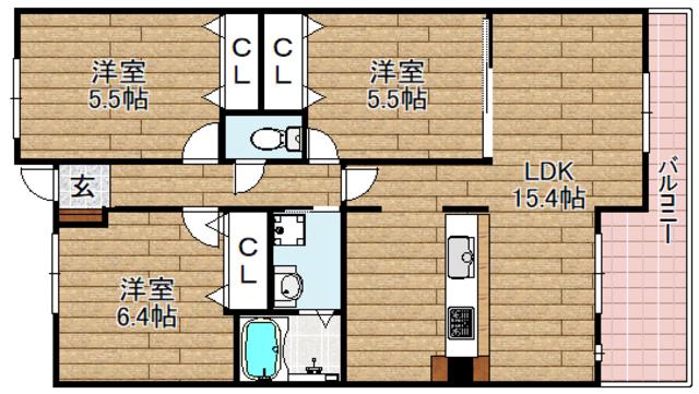 ルミナスベガ(3LDK/3階)の間取り写真