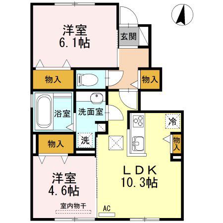 サンライフ原島(2LDK/1階)の間取り写真