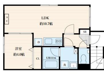 ルシアン(1LDK/1階)の間取り写真
