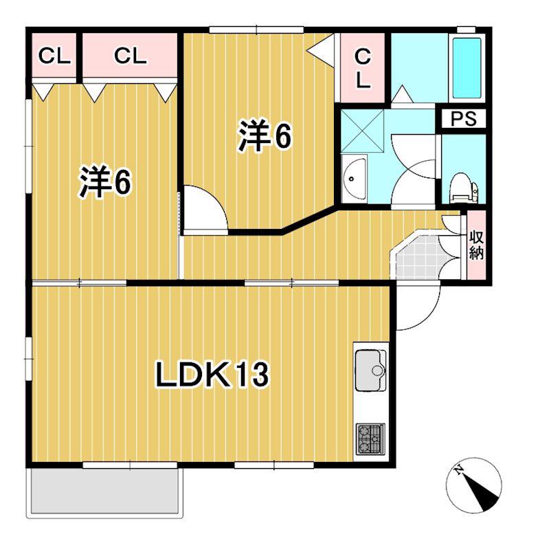 コンフォートA(2LDK/1階)の間取り写真