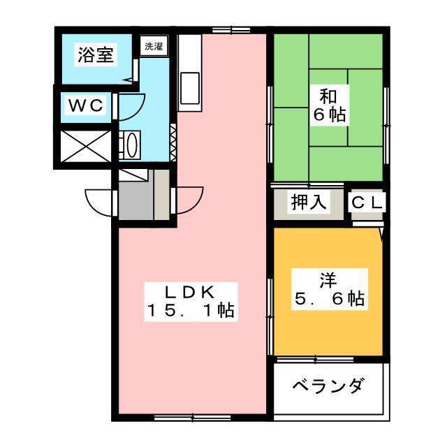 マンション静(2LDK/1階)の間取り写真