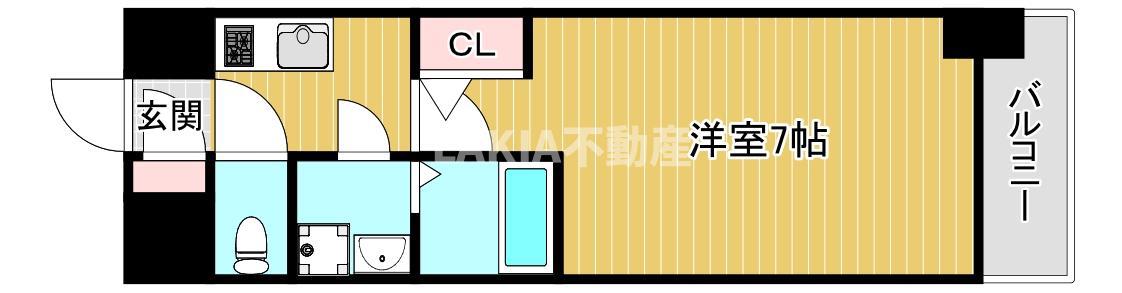 S-RESIDENCE難波大国町UNO(1K/3階)の間取り写真