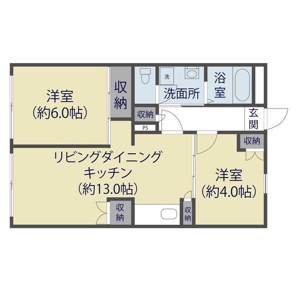サミーホームズ(2LDK/1階)の間取り写真