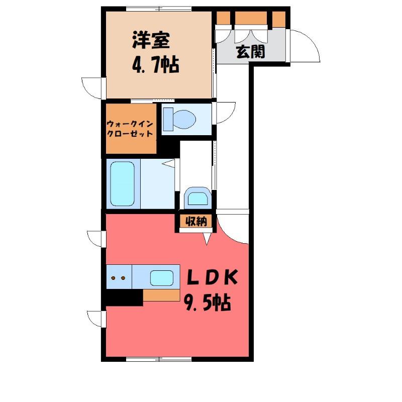 カームリバー(1LDK/1階)の間取り写真