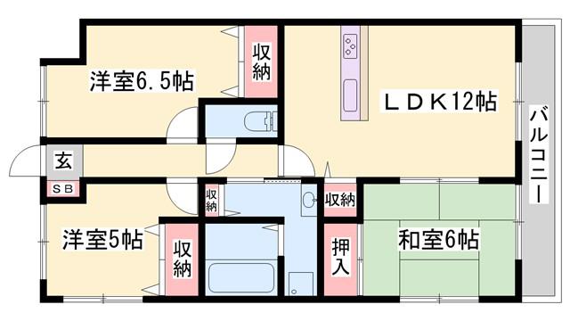 夢ガーデン(3LDK/5階)の間取り写真