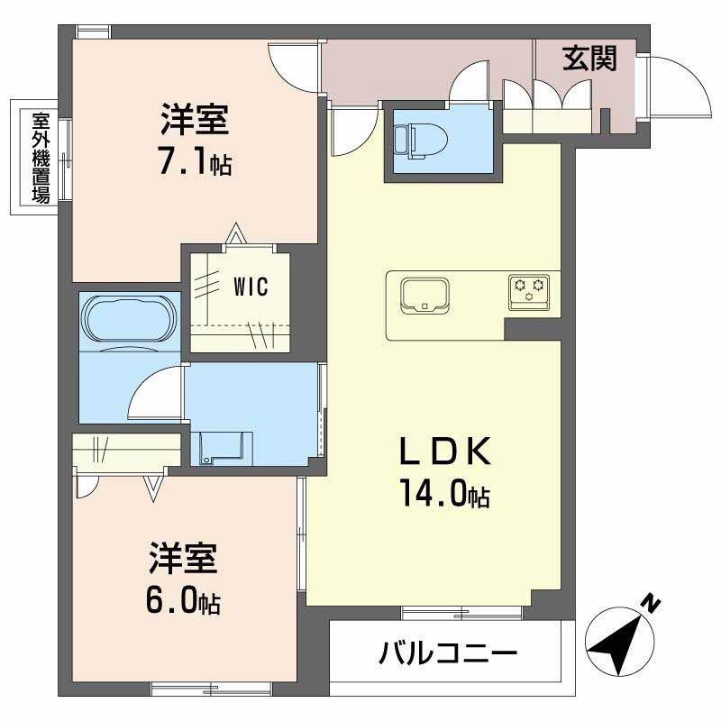HINASA東鷹匠(2LDK/3階)の間取り写真
