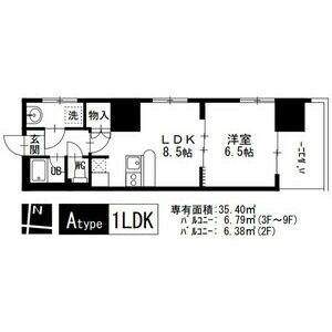 サン・ミズホビル(1LDK/9階)の間取り写真