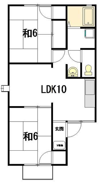 ハピネスエル(2LDK/2階)の間取り写真