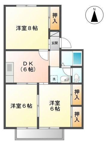 アベニュー平野I(3DK/2階)の間取り写真