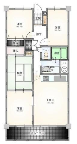 プレマジュール堅田(4LDK/3階)の間取り写真