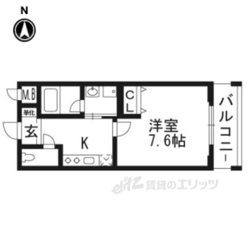 ベラジオ京都西院ウエストシティ(1K/4階)の間取り写真