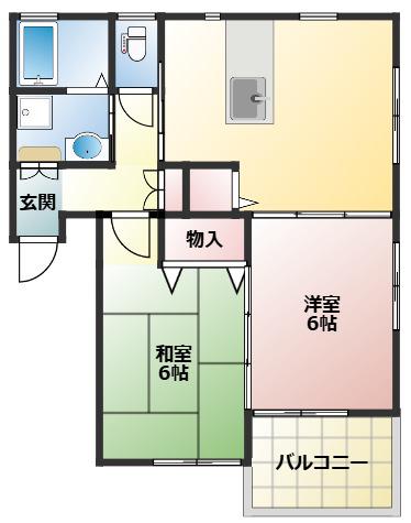 萩原コーポ(2DK/1階)の間取り写真