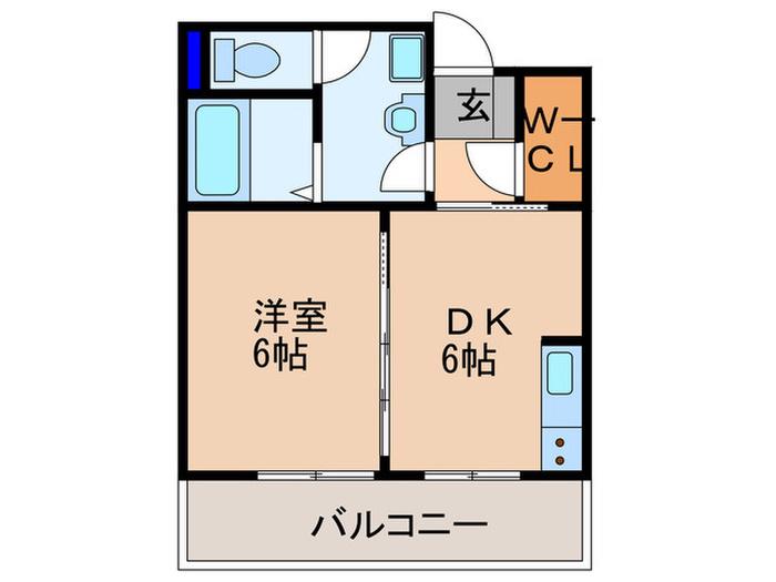 平和ハイツ(1DK/7階)の間取り写真