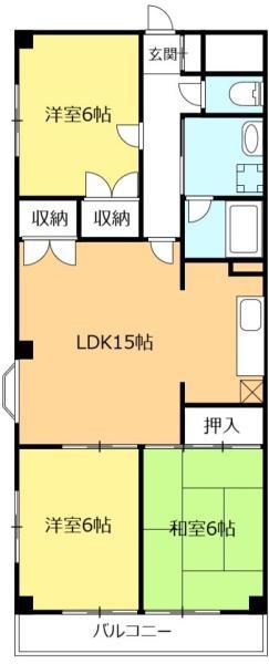 グランディール(3LDK/3階)の間取り写真