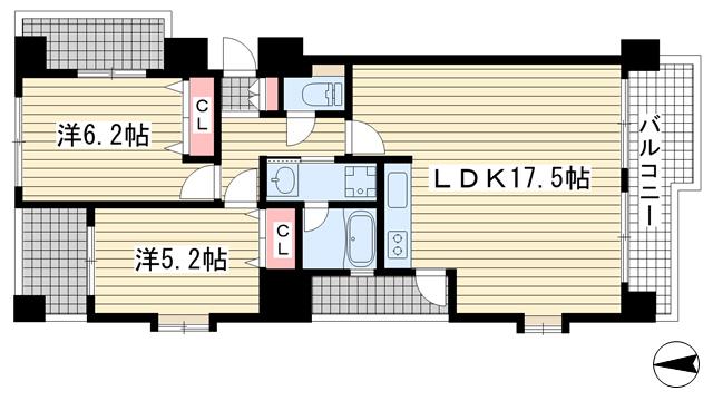 ワコーレエクセレント北町(2LDK/8階)の間取り写真