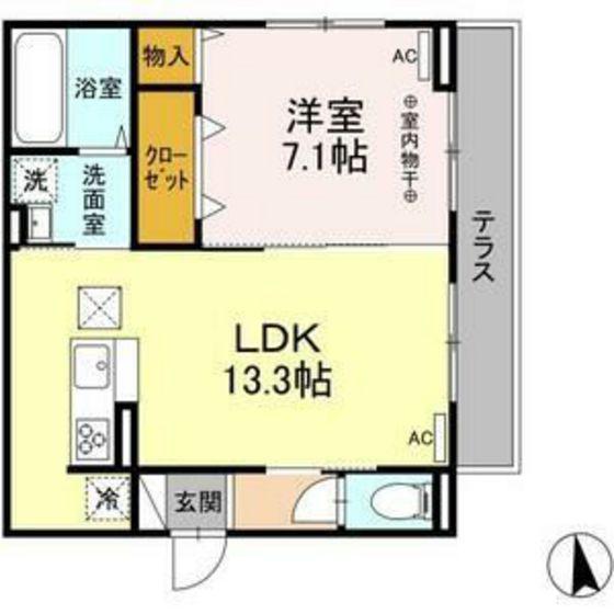 D-ROOM小田原五丁目(1LDK/1階)の間取り写真