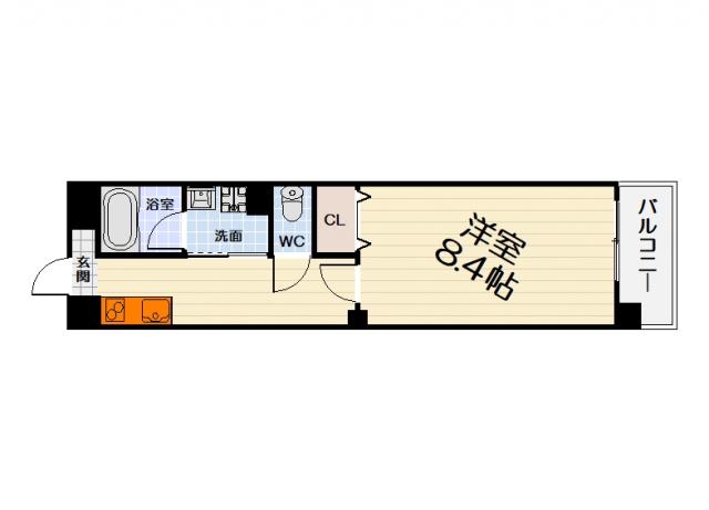 LA MER 諏訪森(1K/4階)の間取り写真