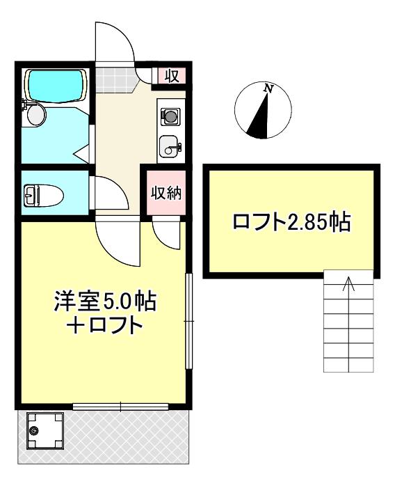 新保第2レジデンス(1K/1階)の間取り写真