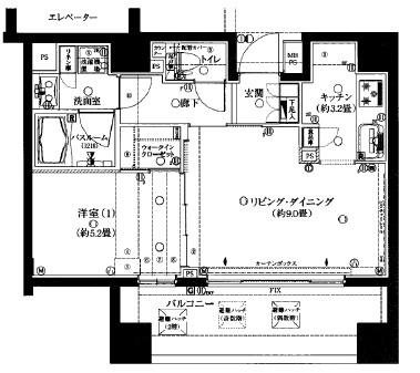 クリオ黄金町(1LDK/7階)の間取り写真