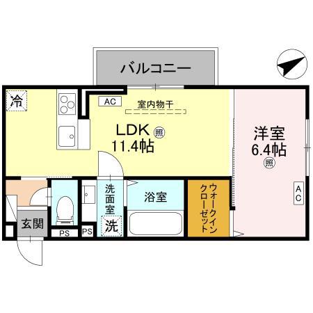 D-REGALO江守中(1LDK/3階)の間取り写真