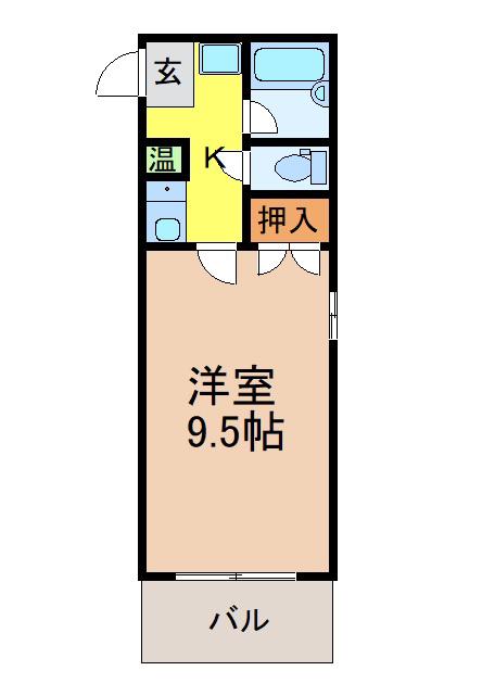 ムーニー朝日NO.2(1K/1階)の間取り写真