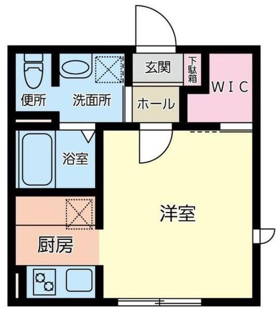 オーロラハイツ小向A棟(1K/1階)の間取り写真