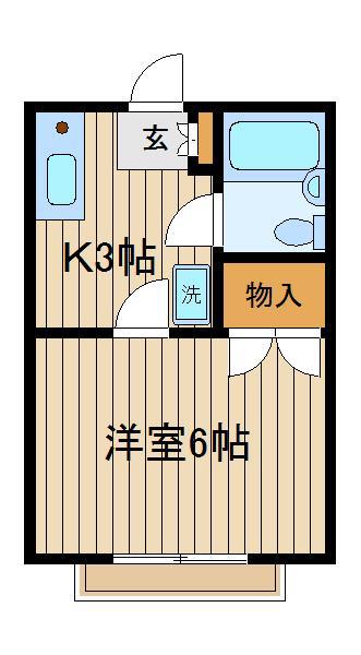 ウィング(1K/2階)の間取り写真