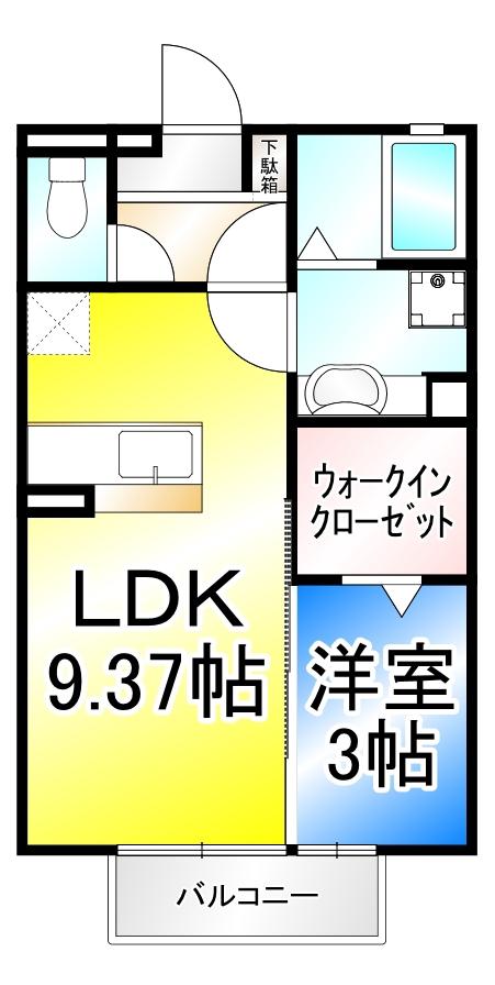 メゾン・ド・ブラン(1LDK/2階)の間取り写真
