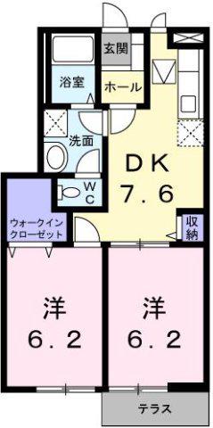 サンシャルマン(2DK/1階)の間取り写真