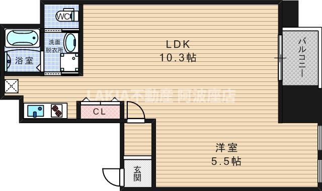 パラッツオ新町(1LDK/5階)の間取り写真