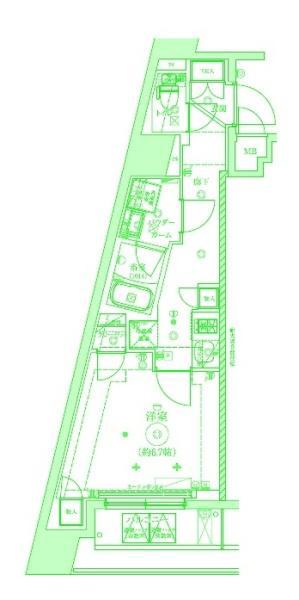 RELUXIA TERRACE横濱吉野町(1K/2階)の間取り写真