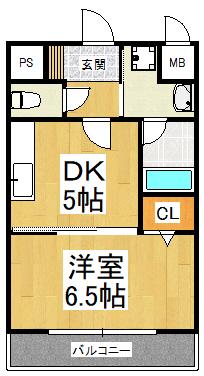 カーサ・コル(1DK/2階)の間取り写真